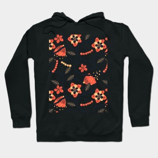 Orange Flower Pattern Hoodie